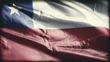 Retro aged Chile flag waving on the wind. Old vintage Chilean banner swaying on the breeze. Seamless loop. video