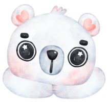 caprichoso polar oso curioso cara dibujos animados juguetón invierno animal acuarela niños ilustración png