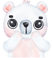 capricieux polaire ours curieuse visage dessin animé espiègle hiver animal aquarelle les enfants illustration png