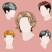 Men hairstyle. K-pop hairstyle. Man korean haiarstyle vector