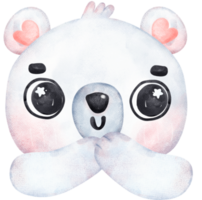 caprichoso polar Urso inocência face desenho animado brincalhão inverno animal aguarela crianças ilustração png