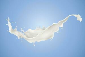 Flowing and splashing liquid milk in 3d illustration vector