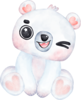 Playful Polar Bear, Expressive Watercolor Cartoon character, Varied Poses png