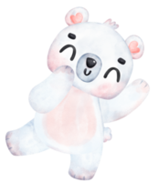 espiègle polaire ours, expressif aquarelle dessin animé personnage, varié pose png