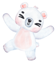 brincalhão polar urso, expressivo aguarela desenho animado personagem, variado poses png