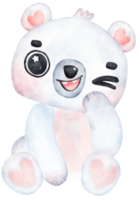 espiègle polaire ours, expressif aquarelle dessin animé personnage, varié pose png