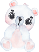 giocoso polare orso, espressive acquerello cartone animato carattere, varia pose png