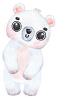 brincalhão polar urso, expressivo aguarela desenho animado personagem, variado poses png