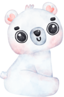 brincalhão polar urso, expressivo aguarela desenho animado personagem, variado poses png