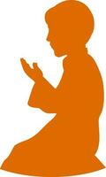 Silhouette of muslim boy performing prayer. vector