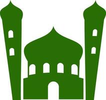 Mosque silhouette in green color isolated on white background. vector