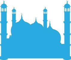 Sky blue color silhouette of mosque in flat style. vector