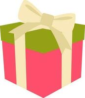 Illustration of gift box with ribbon and bow. vector