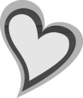 Grey and black heart in flat style. vector