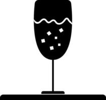 Ice cubes in black cocktail glass. Glyph icon or symbol. vector