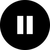 Pause button in Black and white color. Glyph icon or symbol. vector