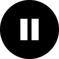 Pause button in Black and white color. Glyph icon or symbol. vector