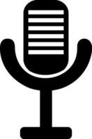 Black and white microphone in flat style. Glyph icon or symbol. vector