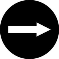 White right arrow sign in black circle. Glyph icon or symbol. vector