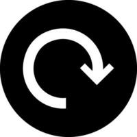 plano estilo negro y blanco recargar signo. glifo icono o símbolo. vector