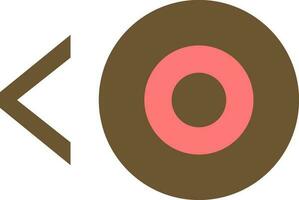 Flat illustration of rewind button in brown color. vector