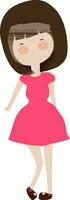 Cartoon character of girl. Standing in stylish pose. vector