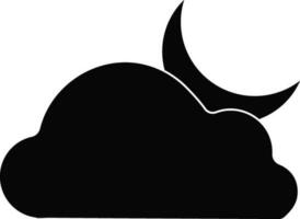 negro nube con Luna en plano estilo. vector