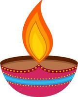 Illustration of beautiful artistic illuminated oil lamp Diya. vector