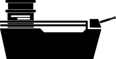 Black and White warship in flat style. vector