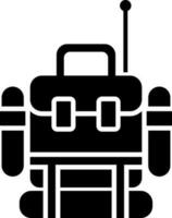 Black and white robot in flat style. vector