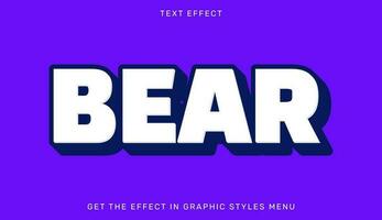 Bear editable text effect in 3d style. Text emblem for advertising, brand and business logo vector