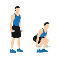 Man character doing Water bottle squats exercise. vector