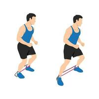 Man doing Resistance band side steps exercise. vector