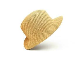 vintage straw hat isolated on white background photo