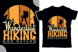 Wanderlust hiking and nature, t shirt design vector