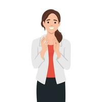 Young woman clapping with both hands applause congratulations concept vector