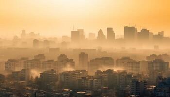 moderno Beijing horizonte brilla a oscuridad, un financiero distrito obra maestra generativo ai foto