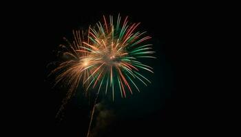 Explosive firework display ignites vibrant colors for celebration event generative AI photo