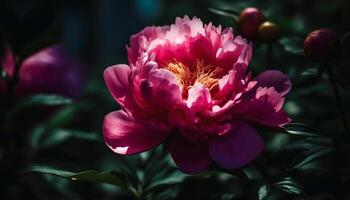 Vibrant dahlia bouquet brings romance and beauty to formal gardens generative AI photo