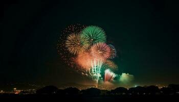 fireworks for celebration at night scene generative AI photo