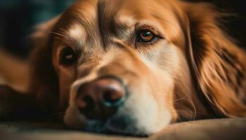 cute golden retriever sleeping character generative AI photo