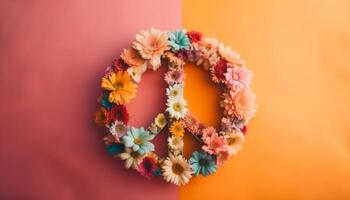 A heart shaped wreath of yellow daisies, a symbol of love photo