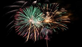 Fourth of July celebration exploding firework display in vibrant colors generated by AI photo