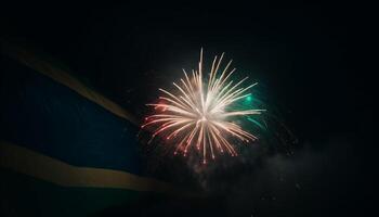 cuarto de julio celebracion vibrante colores, explotando fuegos artificiales, patriotismo generado por ai foto