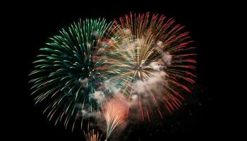 cuarto de julio celebracion explotando fuegos artificiales iluminar el oscuro noche generado por ai foto