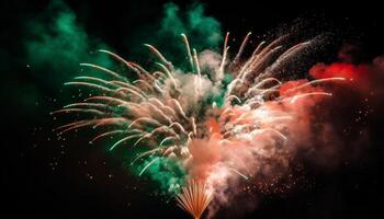 Fourth of July celebration Explosive firework display ignites vibrant colors generated by AI photo