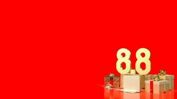 The 8.8 gold number and gift box for promotion concept 3d rendering photo