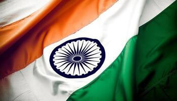 Waving Indian flag symbolizes patriotism, pride, and freedom celebration generated by AI photo