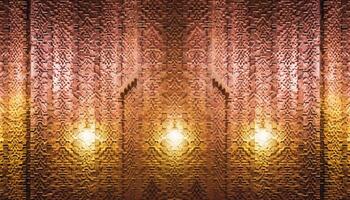 Glowing gold metal shapes create a retro industrial backdrop generated by AI photo