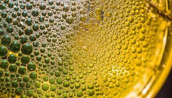 refrescante verde cerveza en un brillante oro Bebiendo vaso generado por ai foto